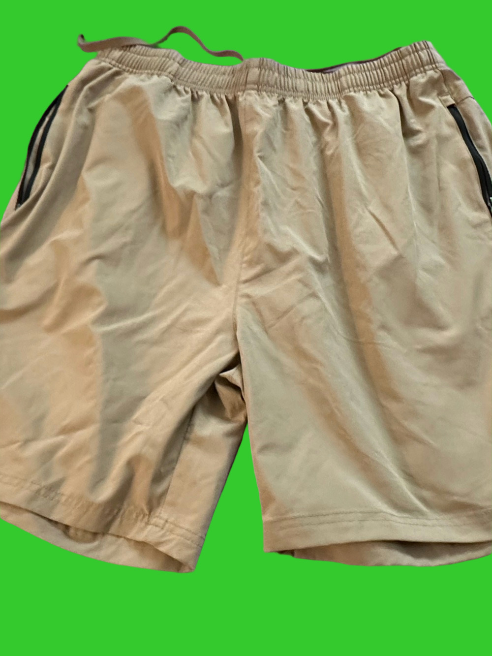 Men's Tan Hybrid Athletic Shorts with Elastic Waist